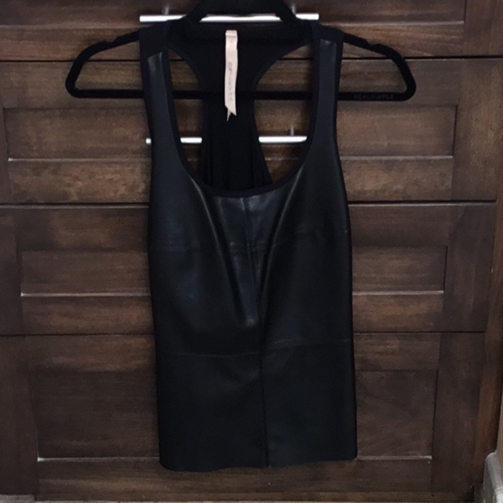 COPY - Bailey 44 faux leather black racer back top NWOT